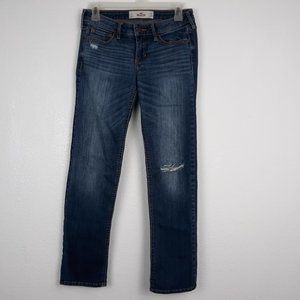 Hollister Women's Straight Jeans Juniors Size 3 S Distressed Medium Wash Blue